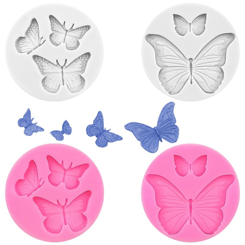 4 Pcs Butterfly Silicone Molds Mini Butterfly Fondant Mold Cute Soap Epoxy Resin