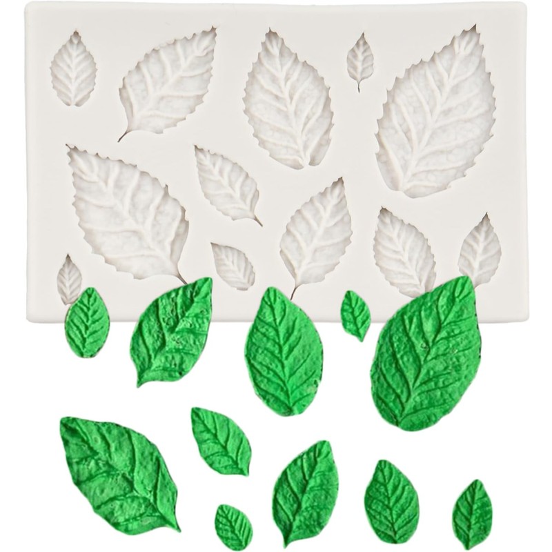 Rose Leaf Silicone Mold for Cake Decoration and Chocolate Cupcake Toppers