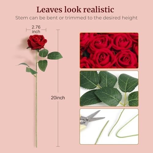154pcs Roses Artificial Flowers - Realistic Faux Roses for Wedding Red gallery