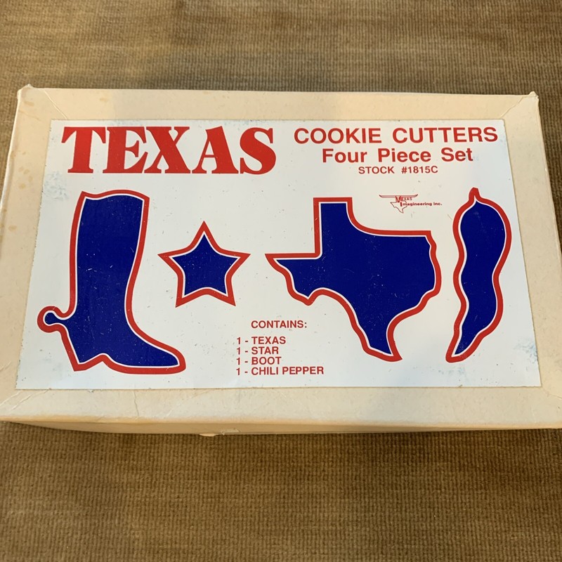 Texas Cookie Biscuit Cutters 4 Piece Set in Box #1815C Ornaments Decor. Pre-own