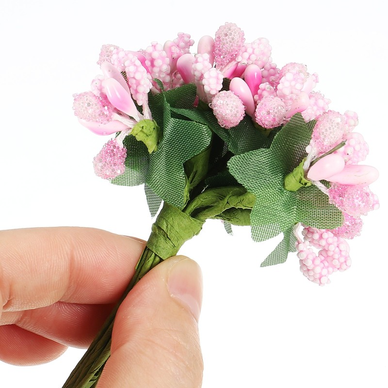 144Pcs Mini Artificial Pip Berry Picks Bunch, Fruit Flower Stamens, Pink gallery