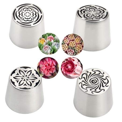 4pcs Russian Piping Tips Set Extra Large Stainless Steel Flower Icing Nozzles gallery