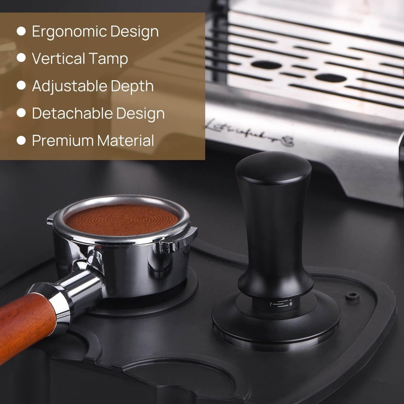 Attsky 58mm Espresso Tamper, Coffee Tamper for Machine, 58mm, Black gallery