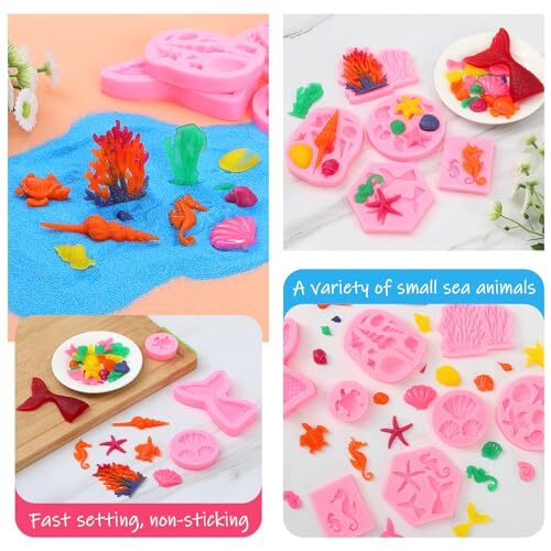 Mermaid Theme Cake Mold, Mermaid, Shell, Seaweed, Coral Silicone Mold Cupcake gallery