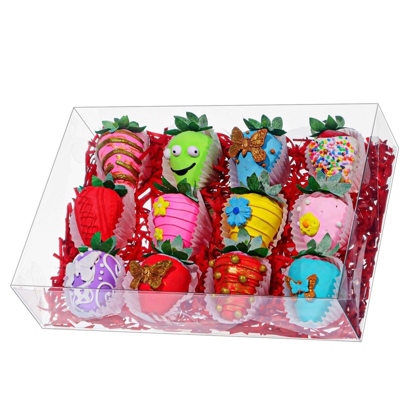 20PCS 10x7x2 inches Clear Strawberry Boxes Cookie Boxes Bakery Boxes Macaron ...