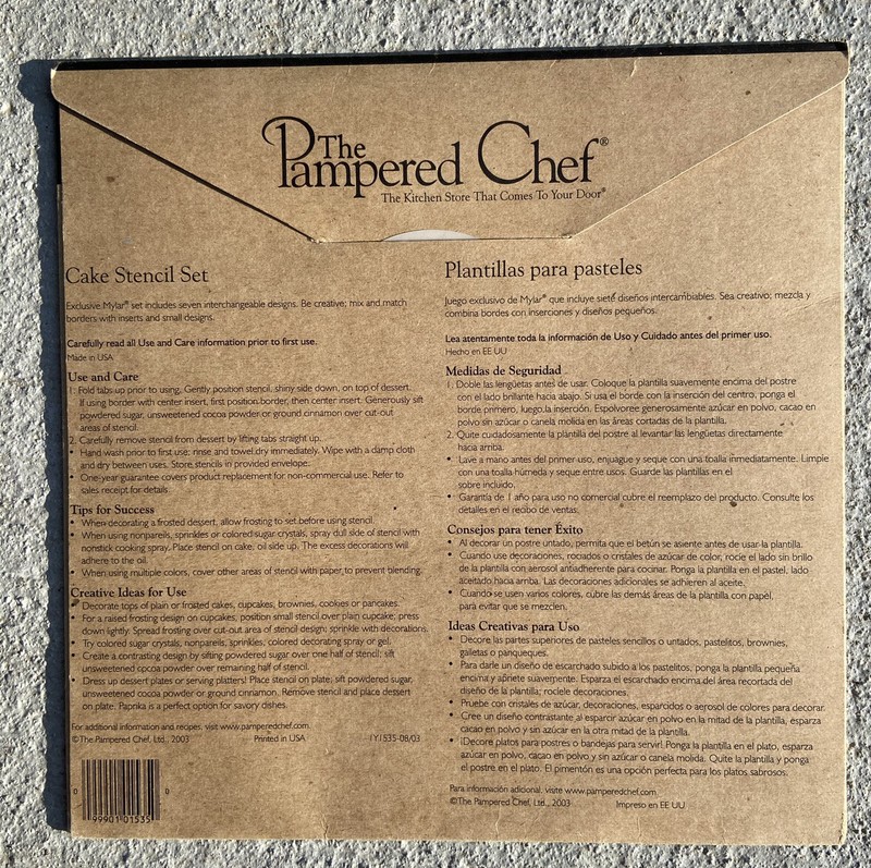 THE PAMPERED CHEF CAKE STENCIL SET #1535 - 7 DESIGNS gallery