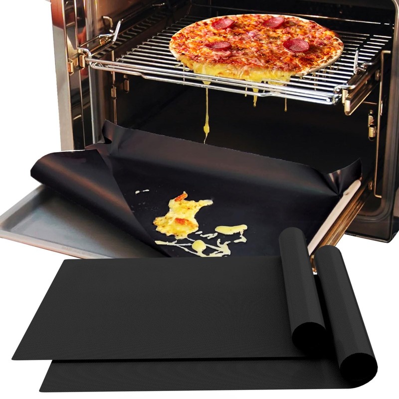 Demiwise 2 Pack Oven Liners for Bottom of Oven, 16x24 Inch 24"L x 16"W, Black