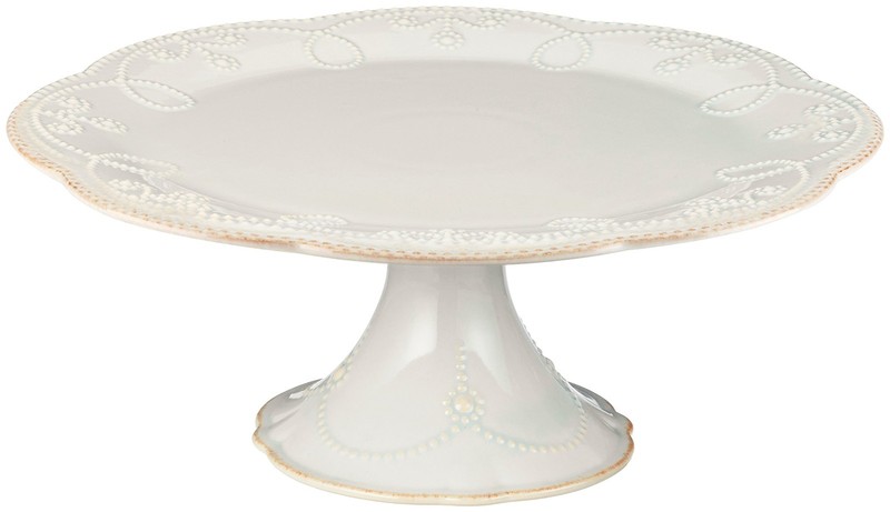 French Perle Pedestal Cake Plate, Medium, White -