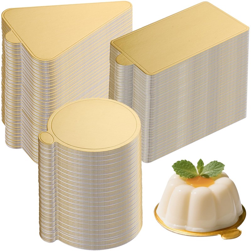 300PCS Mini Cake Boards, 3″ Gold Circle Paper Cupcake Dessert Displays Base T…