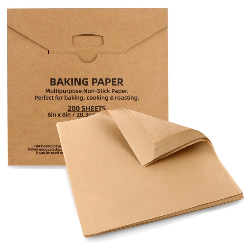 200 Pcs 8×8 Inch Parchment Paper Sheets, Precut Unbleached Baking Paper, Non-…