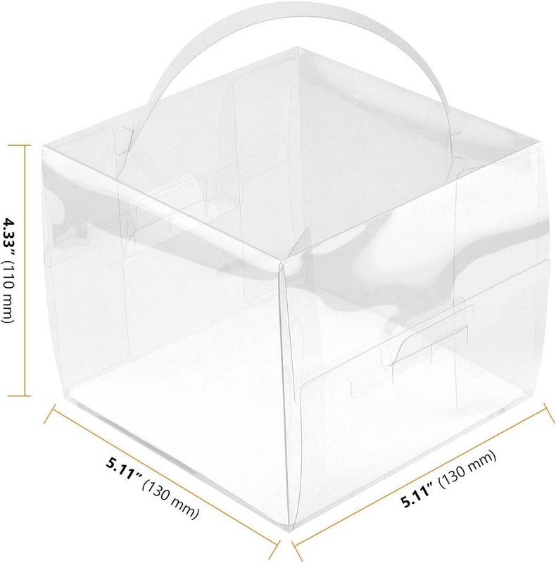 60 Pieces 5 x 5 x 4 Inch Clear Cake Boxes with Handles & Cake Boards Transpar... gallery