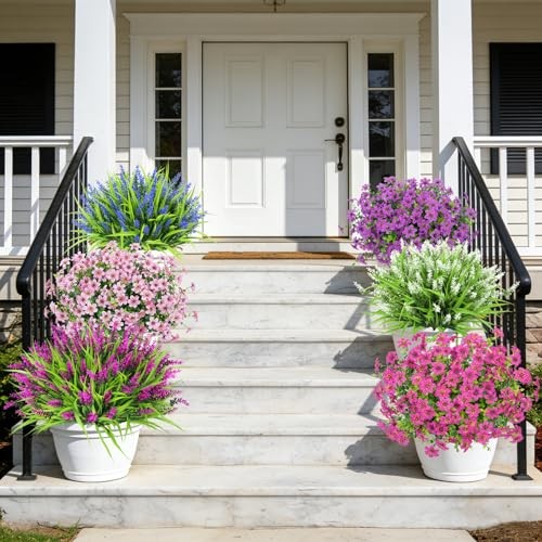 24 Bundles Artificial Flowers for Outdoors, UV Resistant Colorful Fake gallery