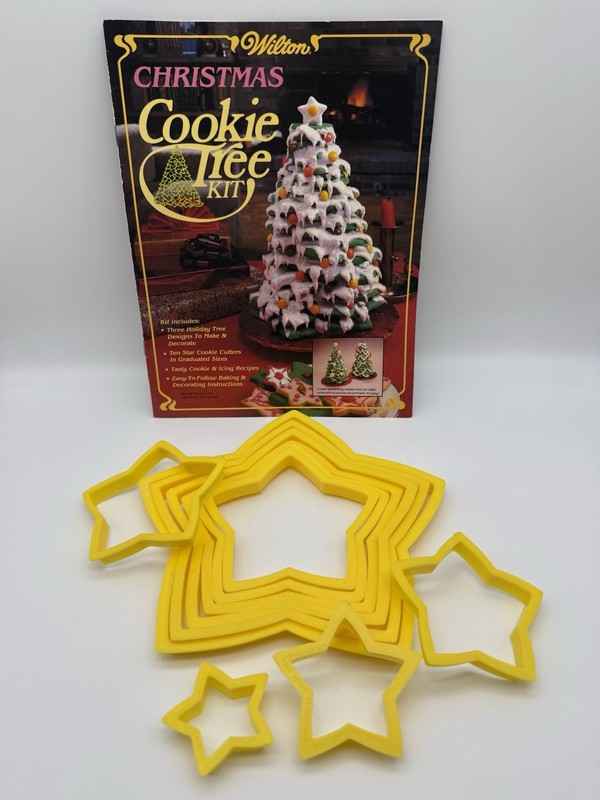 Vtg Wilton Christmas Cookie Tree Kit 10 Star Cutters Instructions Recipes 1982