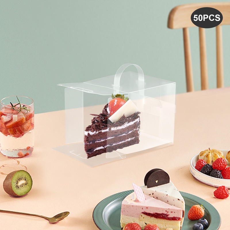 50 Pcs Clear Cake Boxes, Square Clear Cake Boxes, Cake Carrier with Handle gallery