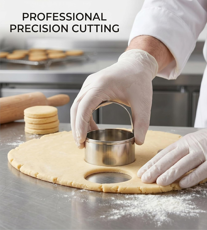 3 Pieces round Biscuit Cutter with Handle - Stainless Steel round Circle Doughnu gallery
