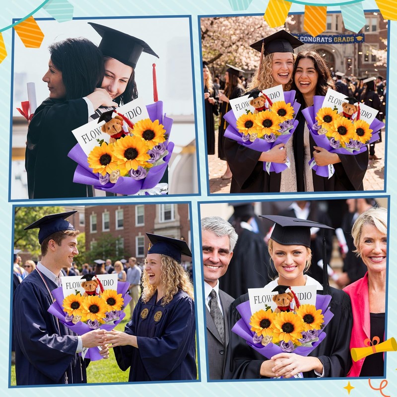 Giegxin 2026 Graduation Bear Flower Bouquet Set Graduation Bouquet Gift Grad gallery