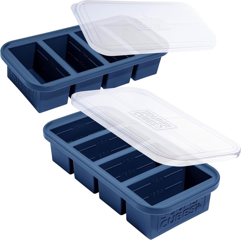 2-Pack 1 Cup Blueberry Silicone Food Molds with Lids - Oven & Microwave Safe gallery