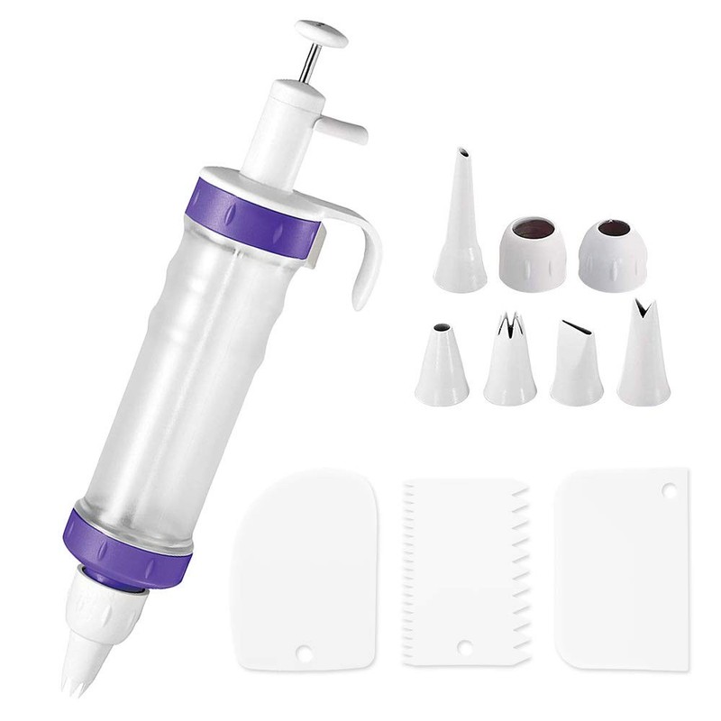 Dessert Decorating Syringe Set, Icing Dispenser Filling Injector 7 Icing Nozzles