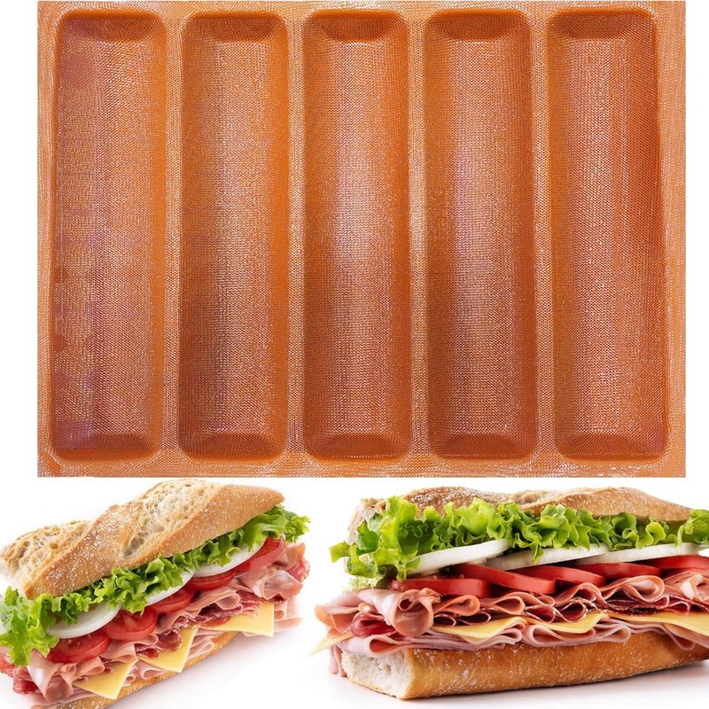 Silicone Perforated Baking Forms Sandwich Mold French Baguette Bread Pan Food
