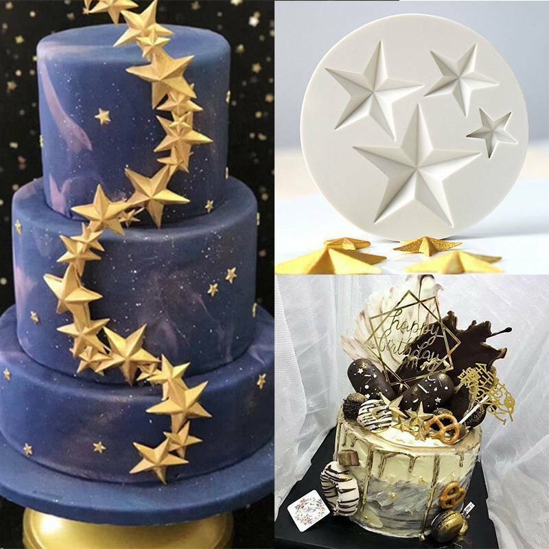 Chocolate Sugarcraft Baking Stars Fondant Mold Cake Sky Decor 3D Silicone Mould gallery