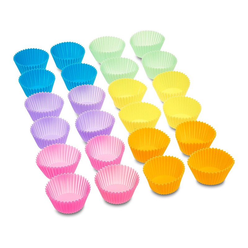 Amazon Basics Reusable Non-Stick Silicone Baking Cups, Pack of 24, Multicolor gallery