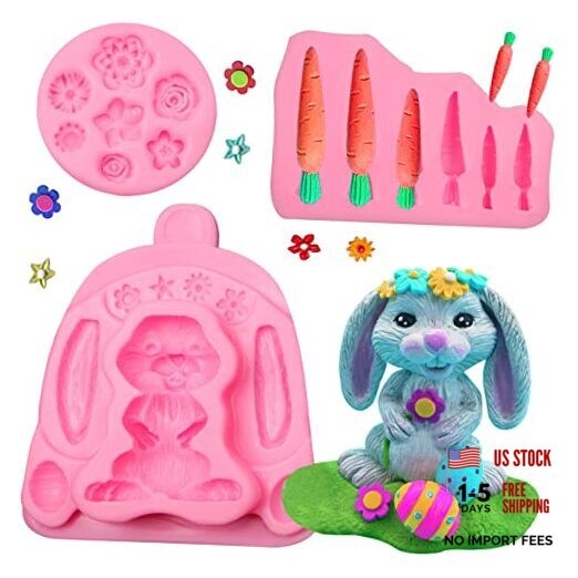 3D Easter Bunny Rabbit Silicone Mold, Large Large Rabite Chocolate Molds LC07