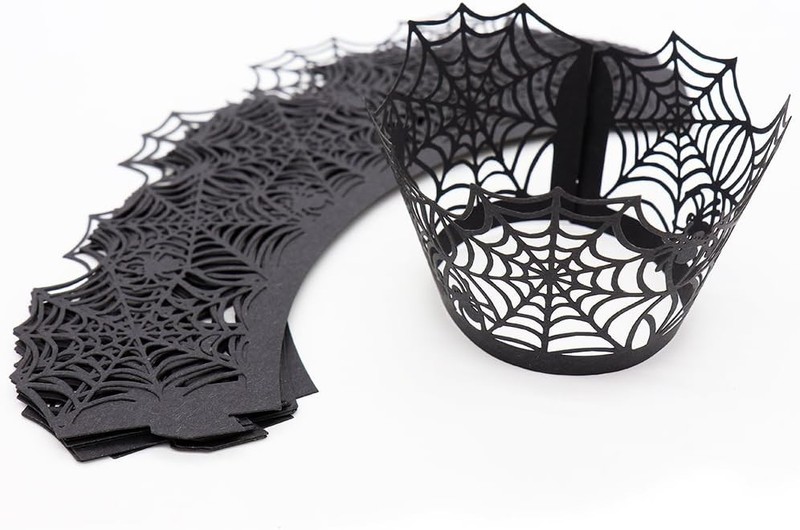 BinaryABC Halloween Cupcake Wrappers,Spider Web Cupcake Wrapper,Halloween Party gallery