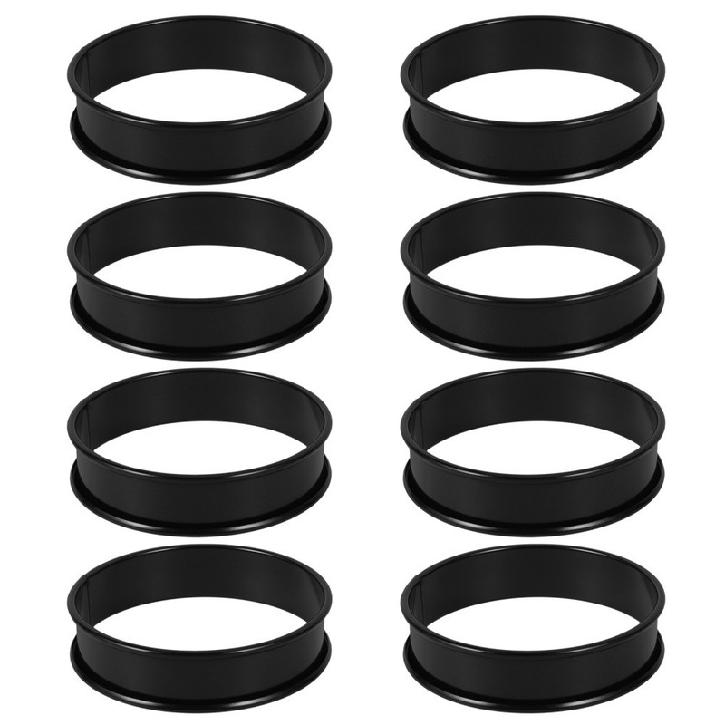 8Pcs Stainless Steel Mousse Mold Black Non Stick Reusable Kitchen Baking Tool