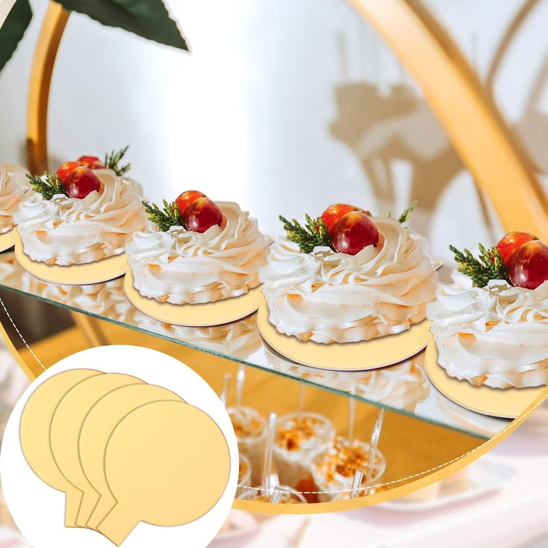 Round Cake Board with Tab Mini Pastry Reversible Waxed Dessert Gold 200 PCS gallery