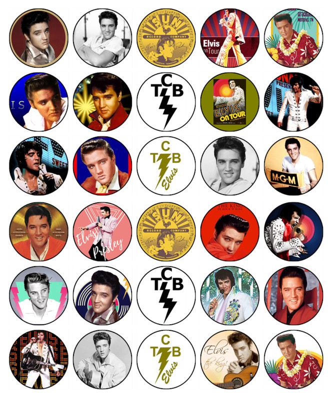 Elvis Presley Cake Toppers – Edible Wafer – Music Cupcake Decoration – 3 Sizes