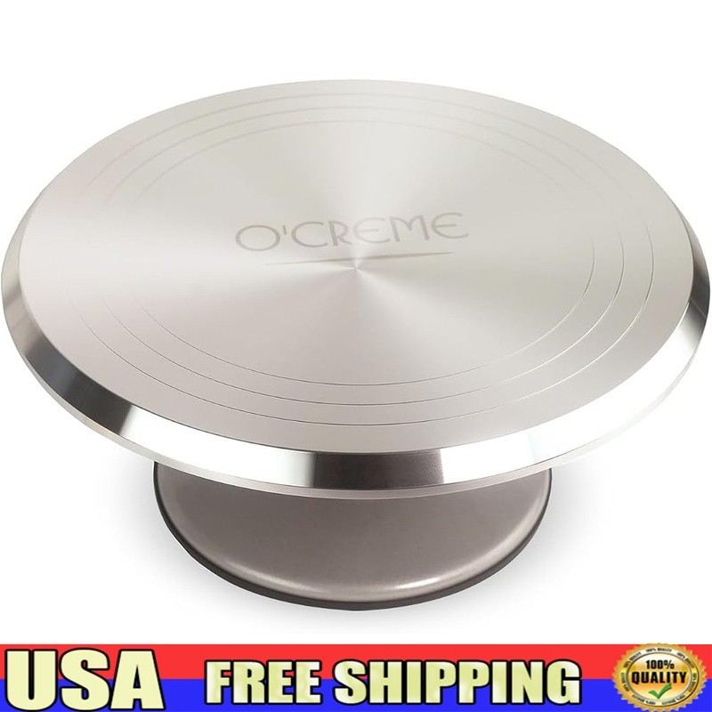 Heavy Duty Cake Turntable Non Slip Base 360 Rotating Aluminum Decorating Stand