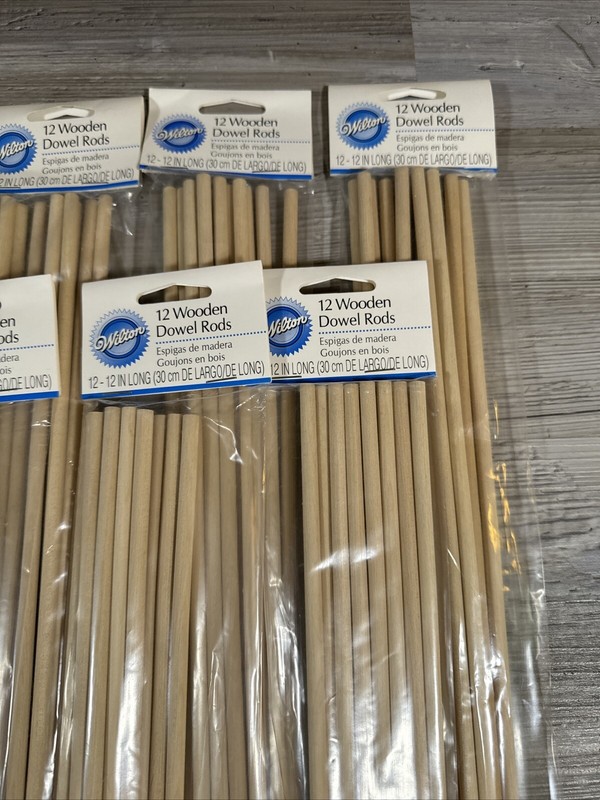 11 Packs Wilton Wooden Dowel Rods 12 Per Pack 12” Long x .25” New 399-1009 Cake gallery
