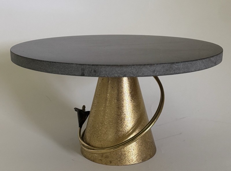 Michael Aram Calla Lily Midnight Black Marble Cake Stand gallery