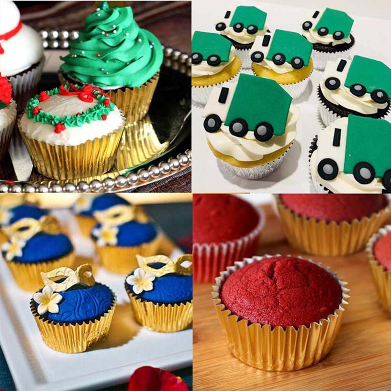 200Pcs Aluminum Foil Cake Liner Paper Cups for Elegant Dessert Presentation gallery