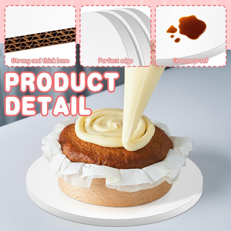 4 PCS 10 Inch Cake Drums 1/2 Inch Thick White Boards Sturdy Corrugated Base gallery