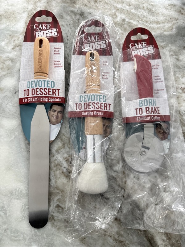 Cake Boss Decorating Supplies Spatula Fondant Cutter Dusting Brush NEW