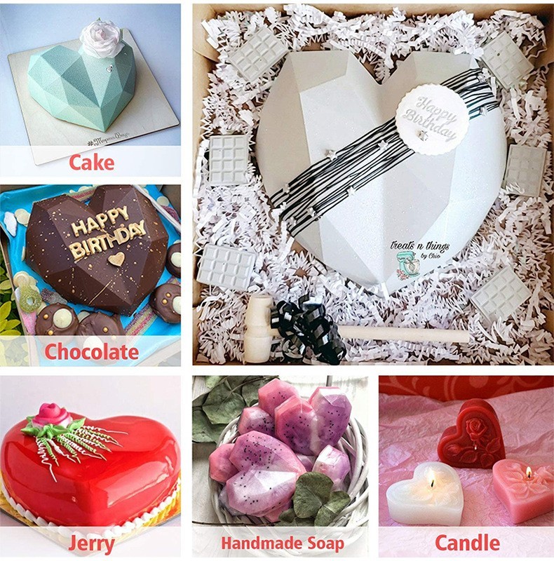 14-Piece Heart-Shaped Cake Mold Set - Reusable Silicone Ice Pop Molds for Home gallery