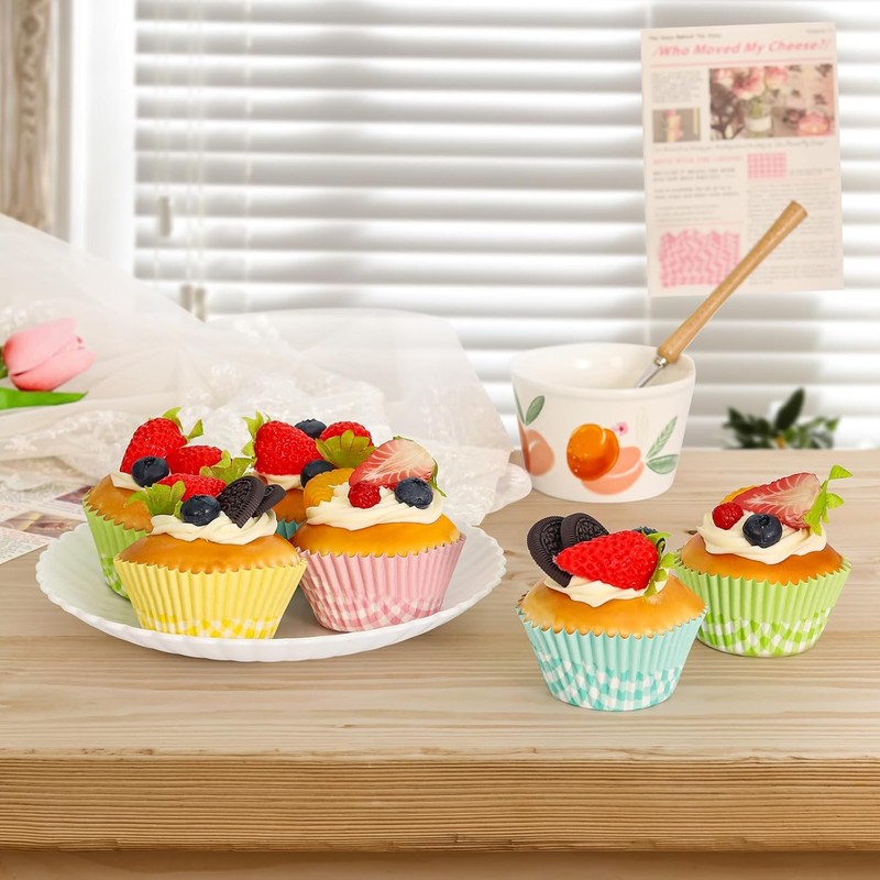 Standard Cupcake Liners 400 Count Paper Baking Cups Buff Plaid gallery