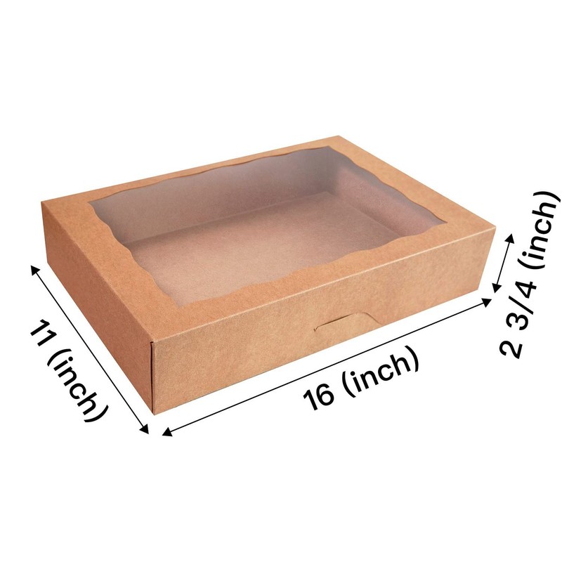 8 PCS 16x11x2.75 Inch Brown Pastry Bakery Box PVC Window Large Cookie Donut gallery
