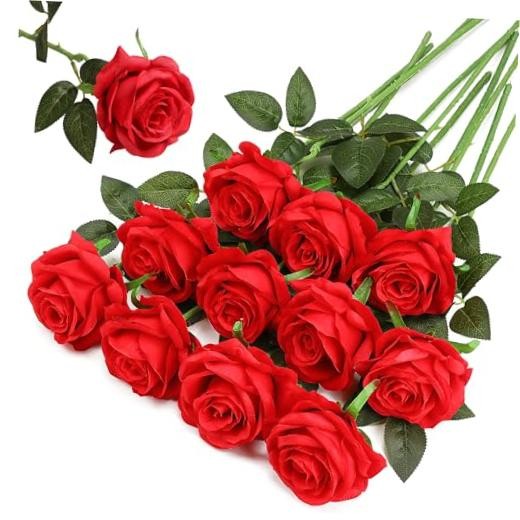 Fake Roses Artificial Flowers - Fake Artificial Roses Silk Flowers 10 Pcs Red gallery