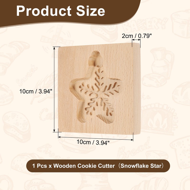 Cookie Stamp, Wooden Cookie Biscuit Cutter (Snowflake Star) gallery