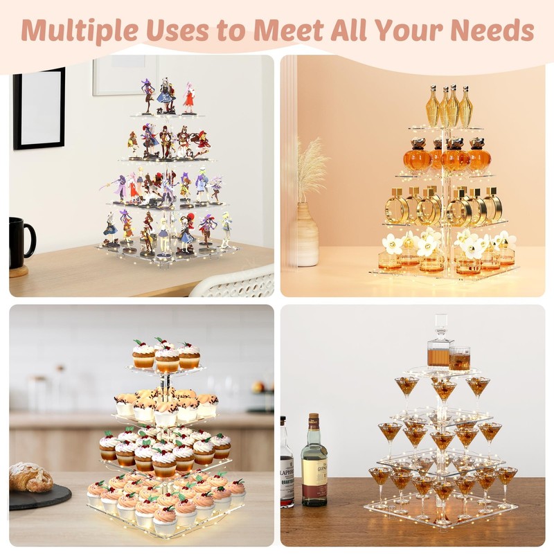 Cupcake Stand with Lights, 4 Tier Cupcake Holder, Light Up Cupcake Stand for ... gallery
