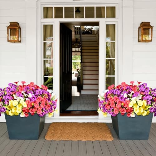 Artificial Flowers for Outdoors 14 Bundles Purple, Rose Red, White & Yellow gallery