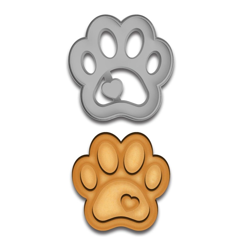 Dog Paw with Heart Cookie Cutter - 3x3 Inches, Perfect for Pet Lovers