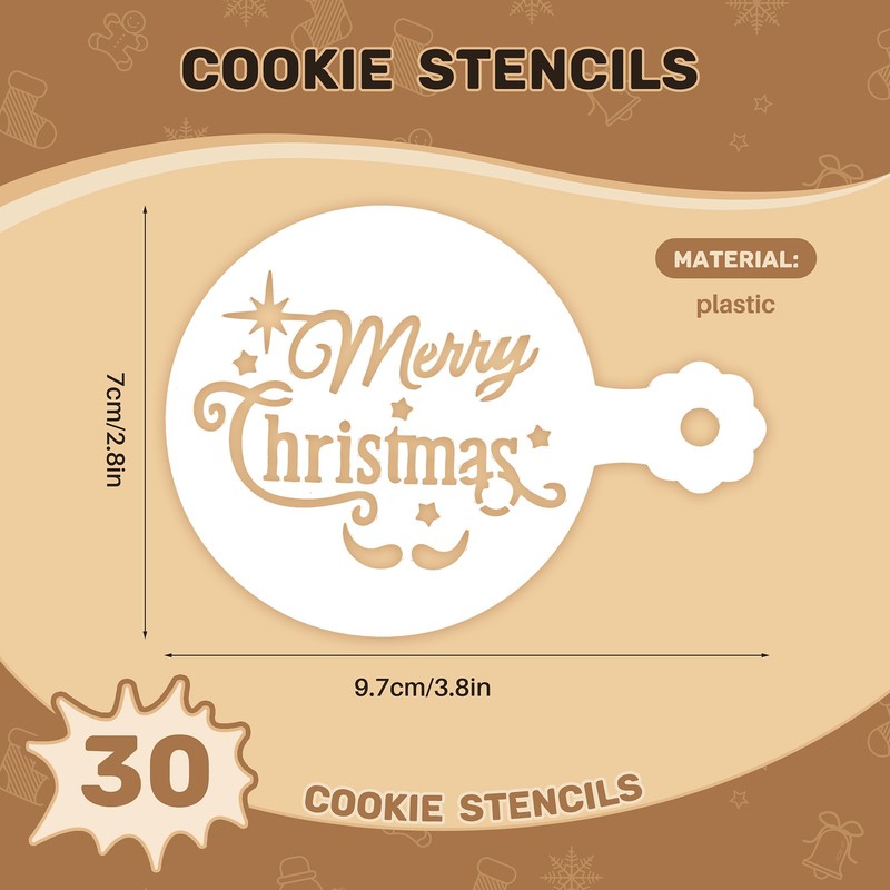 30 Pieces Cookie Stencils Cake Templates Coffee Stencils Reusable Painting4233 gallery