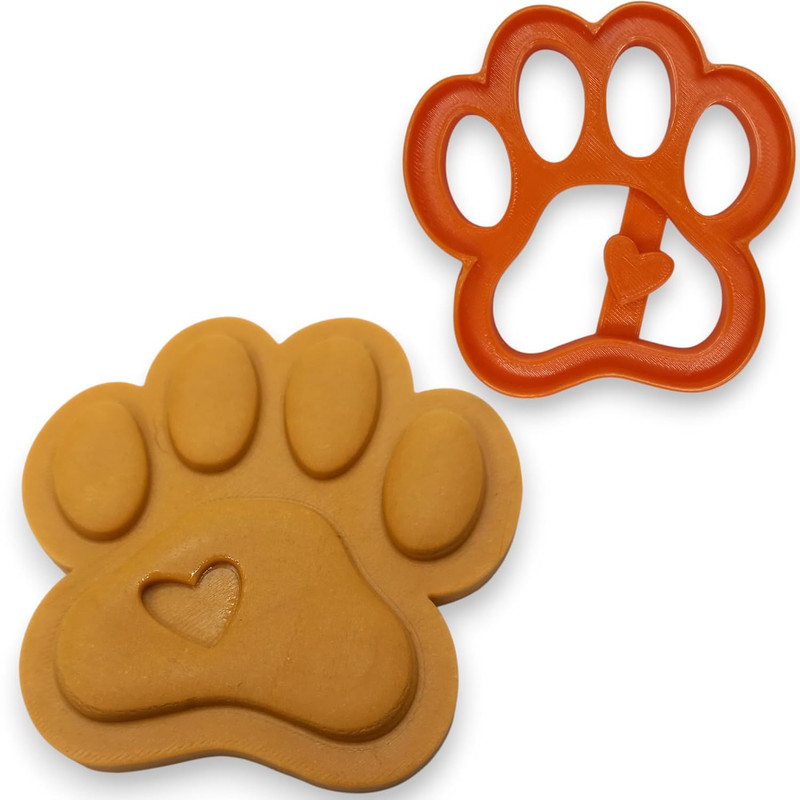 Paw Print with Heart Cookie Cutter Suitable for Cookie Dough Fondant Craft Clay
