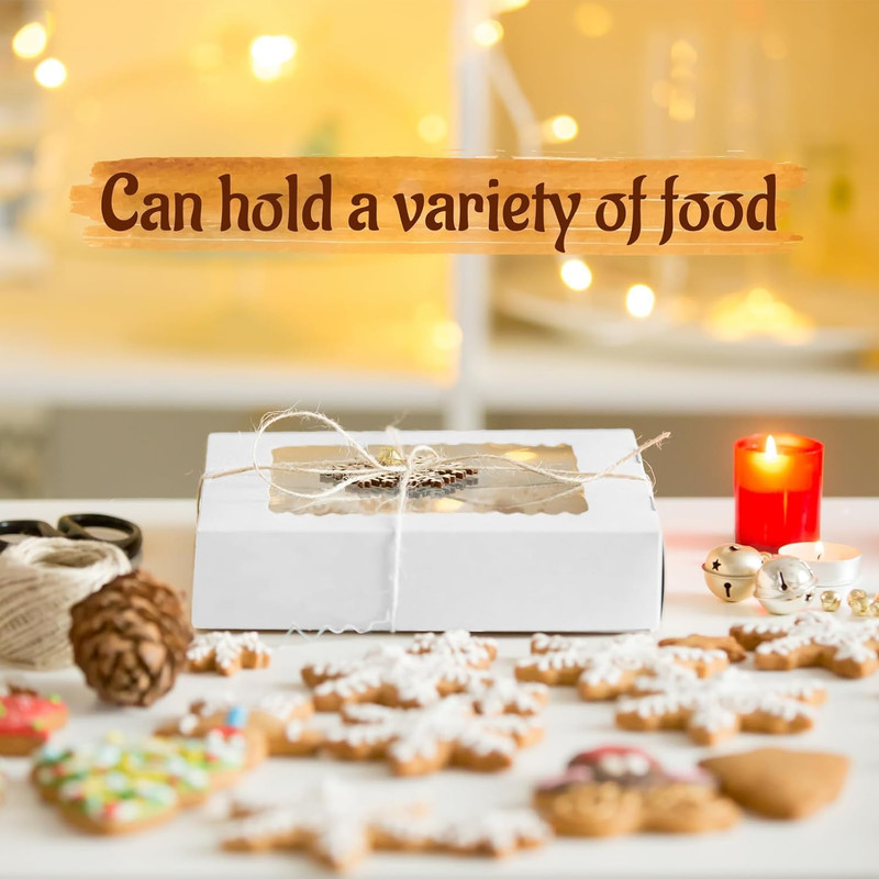 15 Pack 10x10x2.5 Inch Bakery Boxes with Window, Auto-Popup White Pastry Boxes f gallery