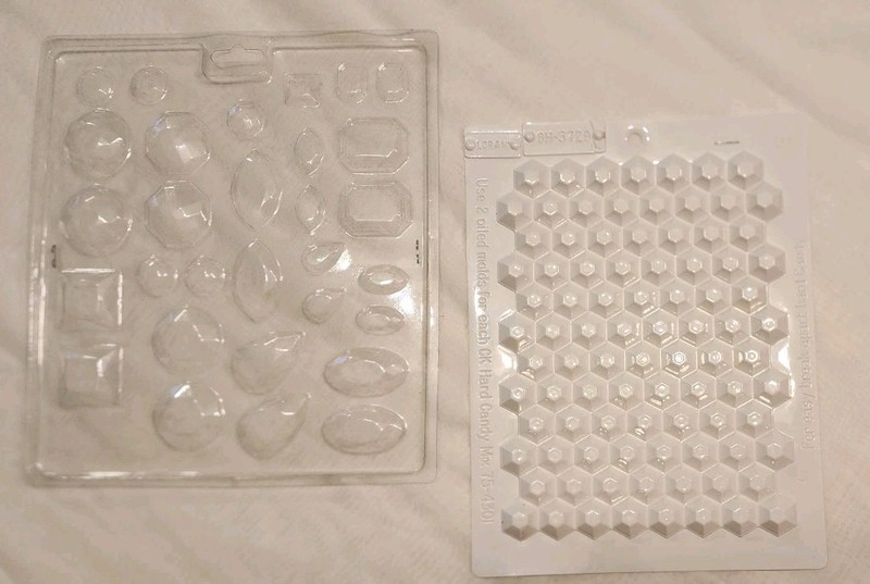 Two Plastic Various Gemstone Shapes and Sizes Chocolate Molds