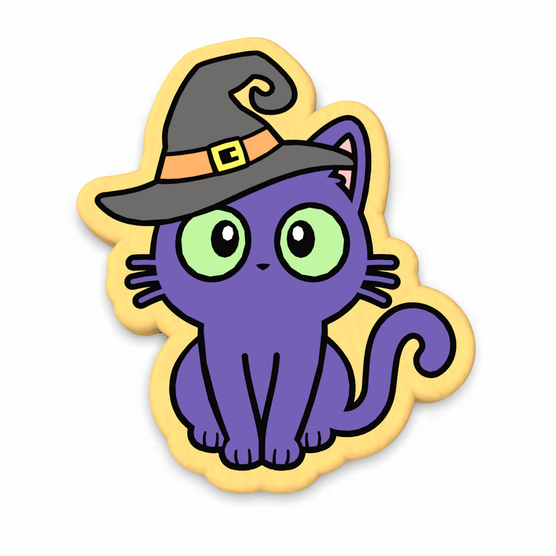 Cat Wearing Hat Cookie Cutter & Stamp | Halloween Kitten Witch Cats Feline gallery