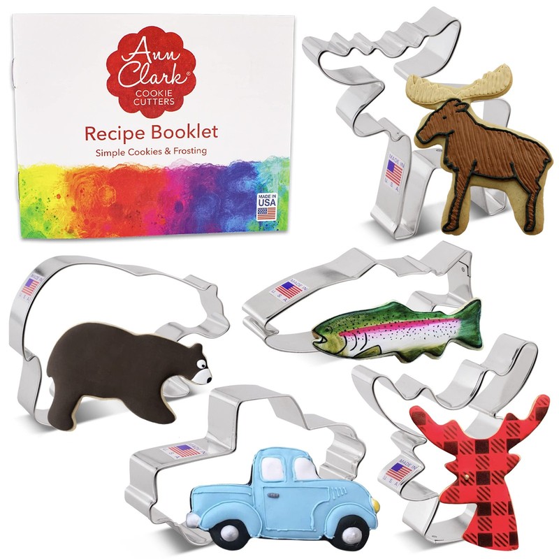 Ann Clark 5-Pc. Hunting Cookie Cutter Set, Made in USA, Deer Head, Moose, Tro…